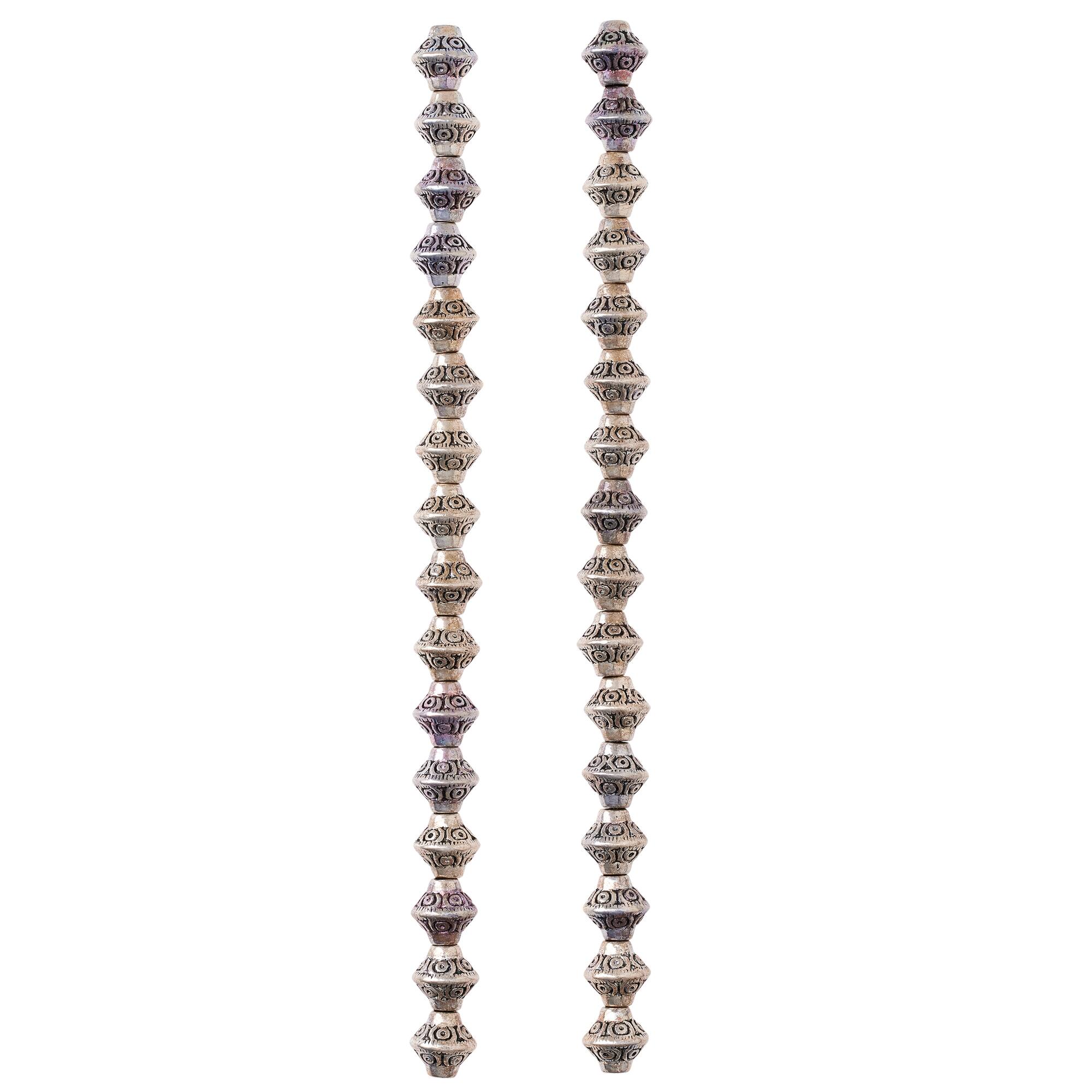 Antique Silver Carved Bicone Beads, 7mm by Bead Landing™